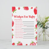 Aardbeienbessen wensen voor Baby shower activiteit Briefpapier (Staand voorkant)