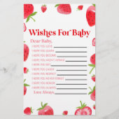 Aardbeienbessen wensen voor Baby shower activiteit Briefpapier (Voorkant)