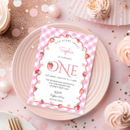 Aardbeienbessen Zoet Eerste Verjaardagsgolf Kaart