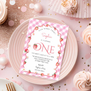 Aardbeienbessen Zoet Eerste Verjaardagsgolf Kaart