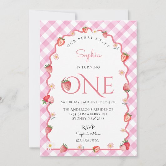 Aardbeienbessen Zoet Eerste Verjaardagsgolf Kaart (Voorkant)