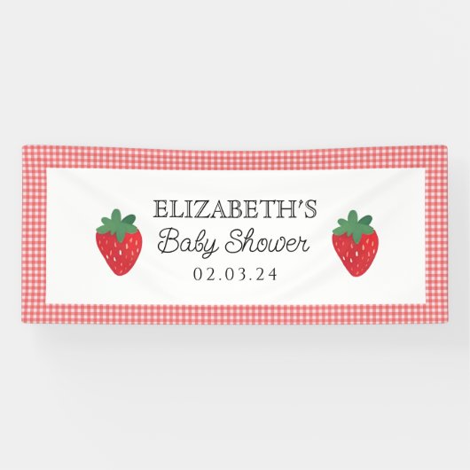 Aardbeienbessen zoet picknick Baby shower Spandoek (Horizontaal)