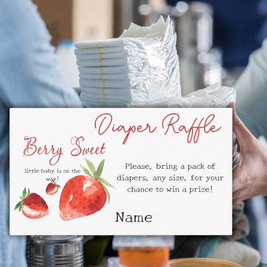 Aardbeienbessen Zoet Rood Baby shower Luierspel Informatiekaartje