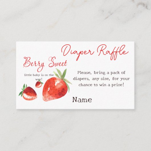 Aardbeienbessen Zoet Rood Baby shower Luierspel Informatiekaartje (Voorkant)