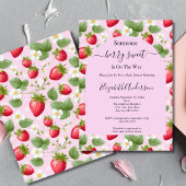 Aardbeienbessen zoet roze rood wit Baby shower Kaart