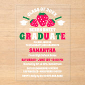 aardbeienbessen zoete afstudeerfeest acryl uitnodigingen (Voorkant)