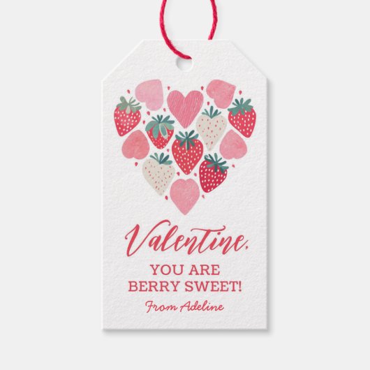Aardbeienbessen zoete Kinder Valentijnsdag Cadeaulabel (Voorkant)