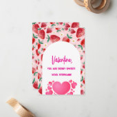 Aardbeienbessen zoete Kinder Valentijnsdag Notitiekaartje (Voorkant / Achterkant in situ)