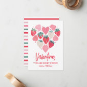 Aardbeienbessen zoete Kinder Valentijnsdag Notitiekaartje (Voorkant / Achterkant in situ)