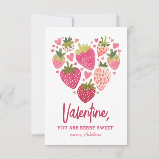 Aardbeienbessen zoete Kinder Valentijnsdag Notitiekaartje (Voorkant)