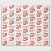 Aardbeienbessenzoet 1e verjaardagsfeestje Schattig Cadeaupapier (Vlak)