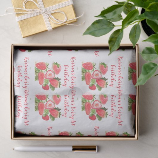 Aardbeienbessenzoet 1e verjaardagsfeestje Schattig Tissuepapier (Geschenk)