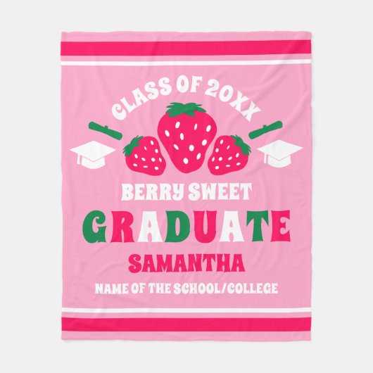 Aardbeienbessenzoet Afstuderen Fleece Deken (Voorkant)