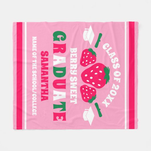 Aardbeienbessenzoet Afstuderen Fleece Deken (Voorkant (Horizontaal))