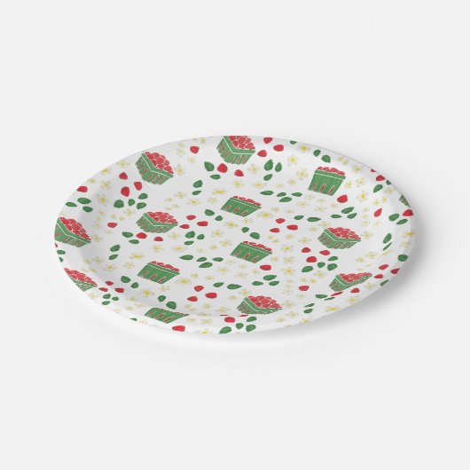 Aardbeienbloemen Aardbeienvelden Berry First Papieren Bordje (Gekanteld)