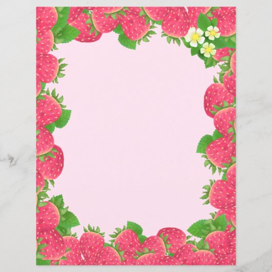 Aardbeienbloemen bekleed briefpapier (Achterkant)