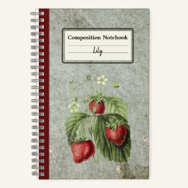 Aardbeienbloemen en fruit gepersonaliseerde comp notitieboek
