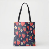 Aardbeienbloemen en -vruchten: decoratief patroon tote bag (Voorkant)