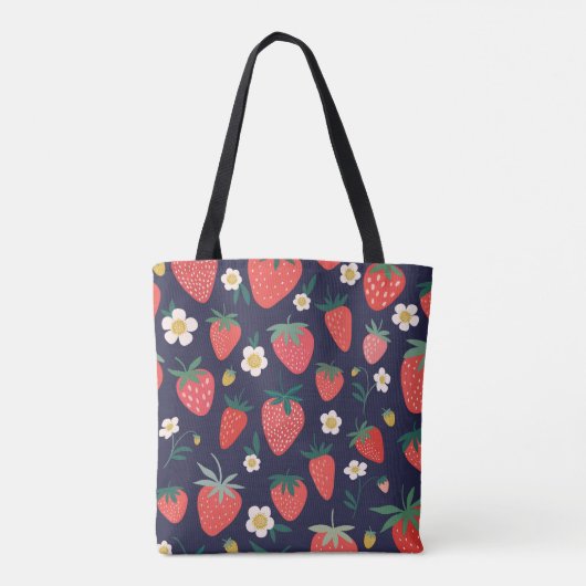 Aardbeienbloemen en -vruchten: decoratief patroon tote bag (Achterkant)