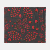 aardbeienbloemen op zwart fleece deken (Voorkant (Horizontaal))