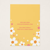 Aardbeienbloesem retro lettertype gele oorbel kaar visitekaartje (Achterkant)