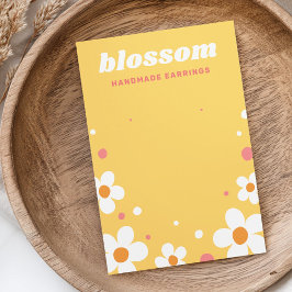 Aardbeienbloesem retro lettertype gele oorbel kaar visitekaartje