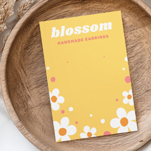 Aardbeienbloesem retro lettertype gele oorbel kaar visitekaartje