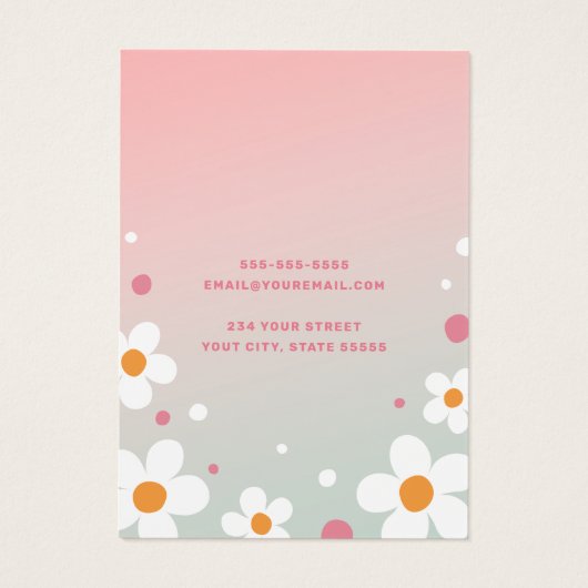 Aardbeienbloesem retro roze lettertypekaart visitekaartje (Achterkant)