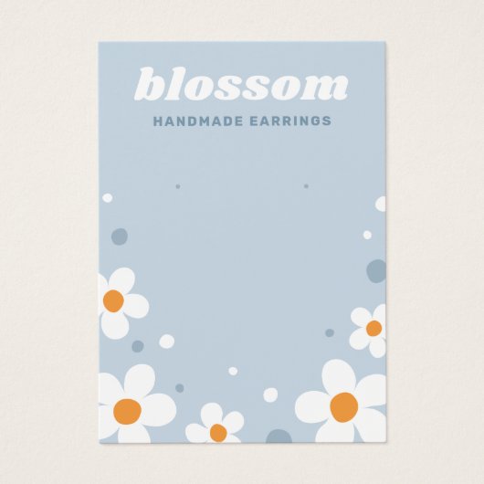 Aardbeienbloesem retro stoffige blauwe oorbel kaar visitekaartje (Voorkant)