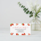 Aardbeienboeken met baby shower van de Waterverf Informatiekaartje (Staand voorkant)