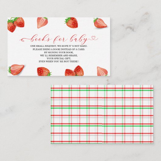 Aardbeienboeken met baby shower van de Waterverf Informatiekaartje (Voorkant / Achterkant)