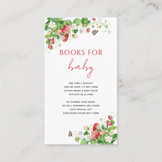 Aardbeienboeken voor Baby-kaart Informatiekaartje (Voorkant)