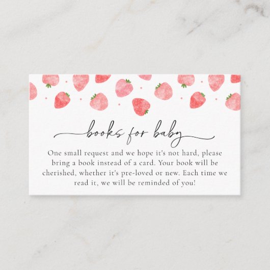 Aardbeienboeken voor Baby shower van Baby Informatiekaartje (Voorkant)