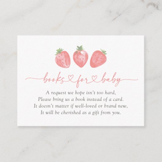 Aardbeienboeken voor de Baby shower van Baby Informatiekaartje (Voorkant)