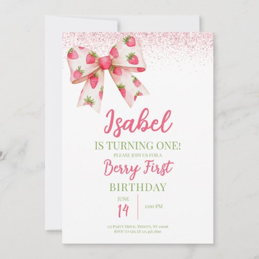 Aardbeienboog verjaardag kaart (Voorkant)