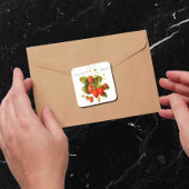  aardbeienboomgaard bruiloft vierkante sticker