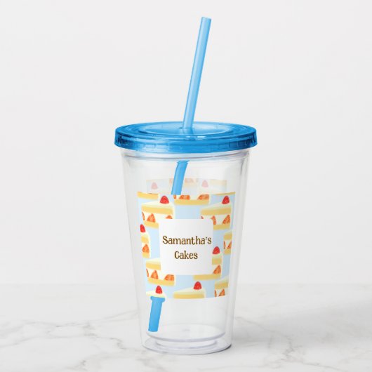 AardbeienCake Acryl Drinkbeker (Achterkant)