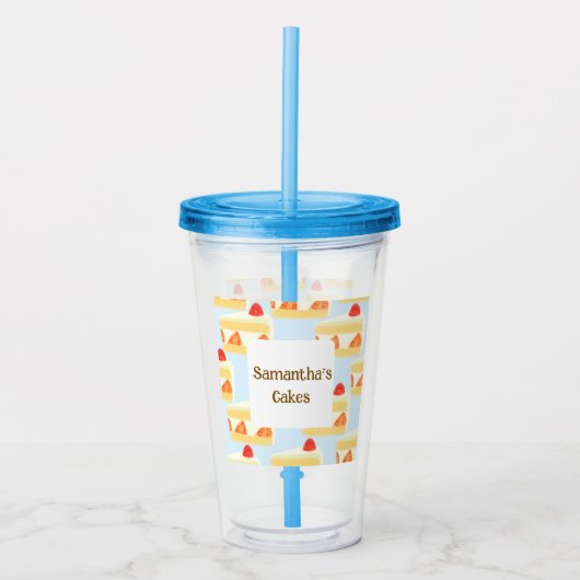 AardbeienCake Acryl Drinkbeker (Voorkant)