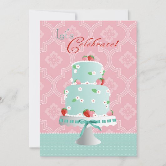 AardbeienCake Birthday Kaart (Voorkant)