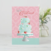 AardbeienCake Birthday Kaart (Staand voorkant)