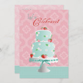 AardbeienCake Birthday Kaart (Voorkant / Achterkant)