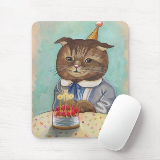 AardbeienCake Birthday Kat Muismat (Met muis)