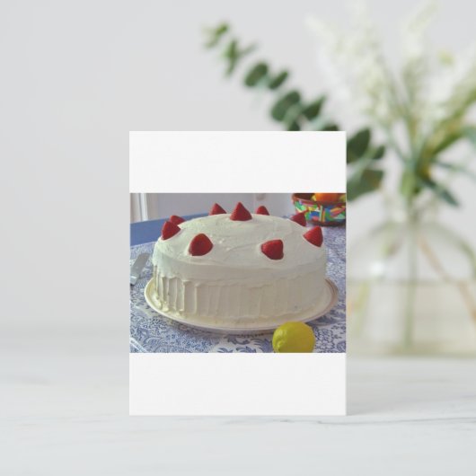 AardbeienCake Briefkaart (Staand voorkant)