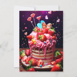 AardbeienCake Feestdagenkaart