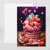 AardbeienCake Feestdagenkaart (Voorkant / Achterkant)