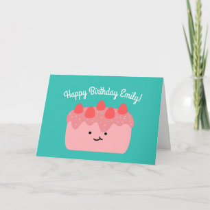 AardbeienCake   Happy Birthday Greeting Folded Kaart