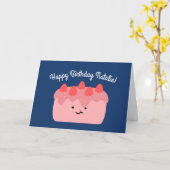 AardbeienCake | Happy Birthday Greeting Folded Kaart (Gele Bloem)