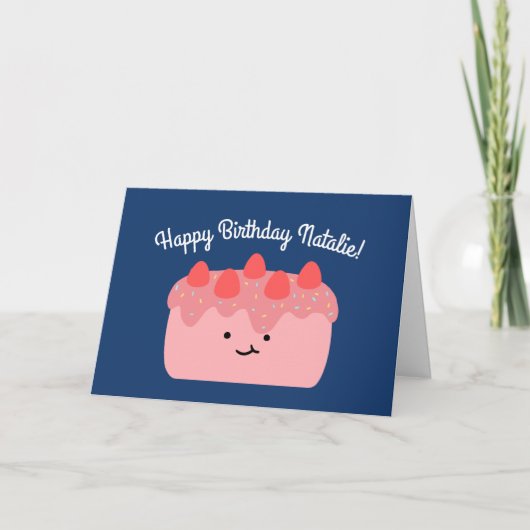 AardbeienCake | Happy Birthday Greeting Folded Kaart (Voorkant)