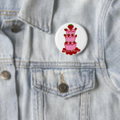 Aardbeiencake, Happy Birthday-toets Ronde Button 5,7 Cm (In situ)