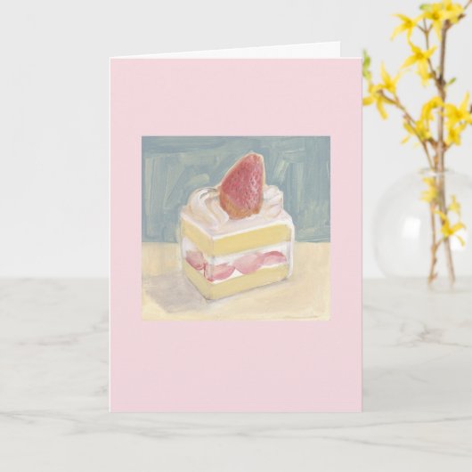 AardbeienCake Kaart (Gele Bloem)